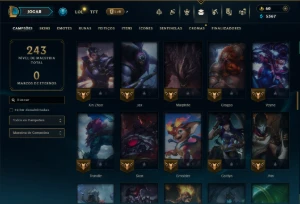 Ouro 1 com 95 Champs e 16 Skins - League of Legends LOL