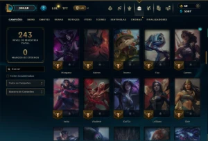 Ouro 1 com 95 Champs e 16 Skins - League of Legends LOL