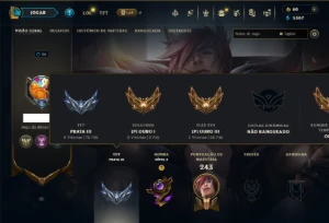 Ouro 1 com 95 Champs e 16 Skins - League of Legends LOL