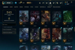 Ouro 1 com 95 Champs e 16 Skins - League of Legends LOL