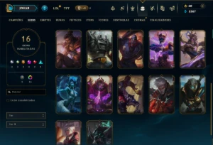 Ouro 1 com 95 Champs e 16 Skins - League of Legends LOL