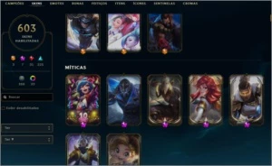 CONTA DE LOL D3 +600 SKINS, LVL +700, FALTANDO 25 EMOTES
