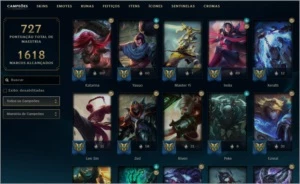 CONTA DE LOL D3 +600 SKINS, LVL +700, FALTANDO 25 EMOTES - League of Legends