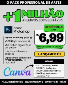 Pack +1 Milhão Arquivos | Redes Socias | Photoshop | Canva - Serviços Digitais