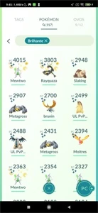 Conta com diversos lendários 100% e shinys - Pokémon