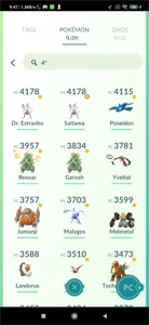 Conta com diversos lendários 100% e shinys - Pokémon