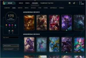 Conta LoL Ouro 4, 173 Skins - League of Legends