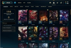 Conta ouro 4 com 78 Champs e 50 Skins + 1 RARA - League of Legends LOL