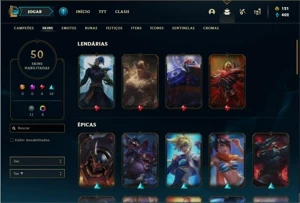 Conta ouro 4 com 78 Champs e 50 Skins + 1 RARA - League of Legends LOL