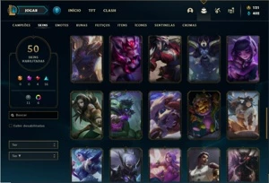 Conta ouro 4 com 78 Champs e 50 Skins + 1 RARA - League of Legends LOL