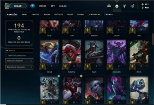 Conta ouro 4 com 78 Champs e 50 Skins + 1 RARA - League of Legends LOL