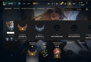 Ouro 4 com 70 Champs e 27 Skins - League of Legends LOL