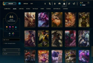 Unranked com 100 Champs e 46 Skins ( MID / TOP / JG ) - League of Legends LOL