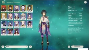 AR 46 COM DILUC-XIAO-ZHONGLI+QIQI+ HARPA CELESTIAL - Genshin Impact