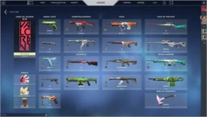 conta da valorant com várias skins de passe e de loja