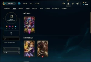 Conta platina 4 com 13 skins e 24 champs - League of Legends LOL