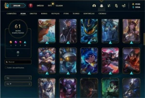 Conta platina 3 com 130 Champs e 61 Skins + 4000 RP - League of Legends LOL