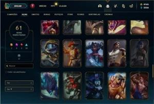 Conta platina 3 com 130 Champs e 61 Skins + 4000 RP - League of Legends LOL