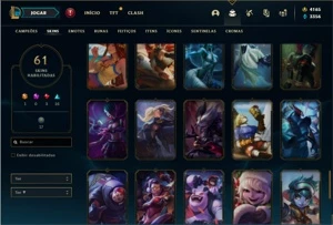 Conta platina 3 com 130 Champs e 61 Skins + 4000 RP - League of Legends LOL