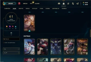 Conta platina 3 com 130 Champs e 61 Skins + 4000 RP - League of Legends LOL