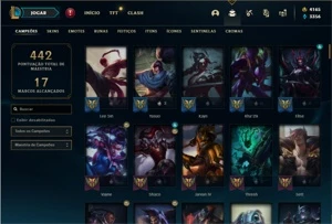 Conta platina 3 com 130 Champs e 61 Skins + 4000 RP - League of Legends LOL