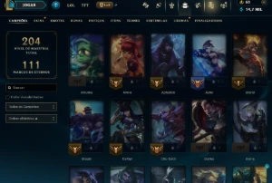 Ouro, 25 Skins, Mitica, Lendárias, 14K Ea, Honra 4, 76 Champ - League of Legends LOL