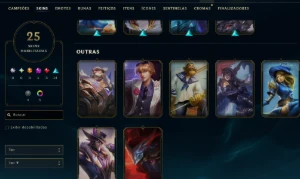 Ouro, 25 Skins, Mitica, Lendárias, 14K Ea, Honra 4, 76 Champ - League of Legends LOL