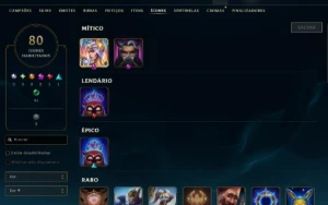 Ouro, 25 Skins, Mitica, Lendárias, 14K Ea, Honra 4, 76 Champ - League of Legends LOL