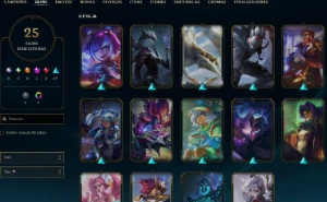 Ouro, 25 Skins, Mitica, Lendárias, 14K Ea, Honra 4, 76 Champ - League of Legends LOL