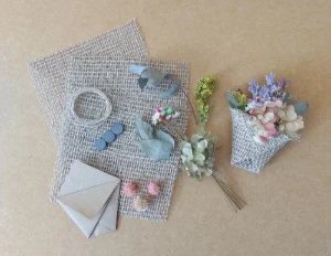 Kit Cestinha com Flores desidratadas (ímã de geladeira) - Artesanato e Personalizados
