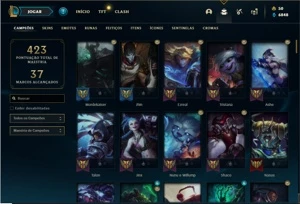 Conta ouro 4 com 121 Champs e 56 Skins + 2 Fragmentos - League of Legends LOL