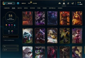Conta ouro 4 com 121 Champs e 56 Skins + 2 Fragmentos - League of Legends LOL