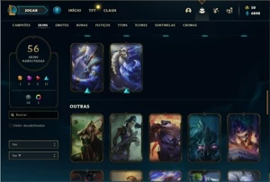 Conta ouro 4 com 121 Champs e 56 Skins + 2 Fragmentos - League of Legends LOL