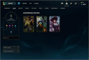 Conta diamante 4 com 3 skins e 25 champs ( 61% de Winrate) - League of Legends LOL