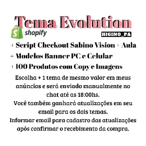 Tema Evolution + Aulas Script Checkout Atualizações e Bonus - Outros