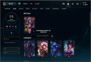 Conta prata 2 com 53 champs e 29 skins, 200k de master - League of Legends LOL