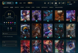 Unranked com 110 Champs e 81 Skins ( SUP / JG / MID ) - League of Legends LOL