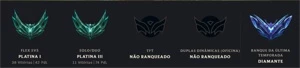 Conta plat 3 mmr mestre 65% win rate main ADC, SÓ SKIN DAORa - League of Legends LOL
