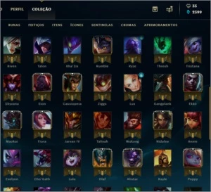 Conta lol d5 82 champs 66 skins , borda diamante - League of Legends