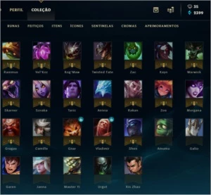 Conta lol d5 82 champs 66 skins , borda diamante - League of Legends