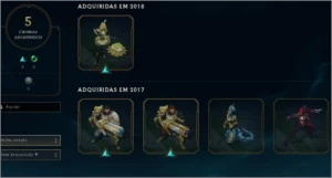 CONTA LEAGUE OF LEGENDS DIAMANTE C/107 SKINS LOL