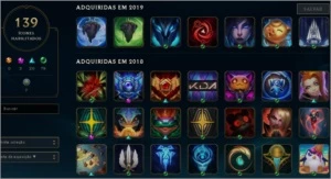 CONTA LEAGUE OF LEGENDS DIAMANTE C/107 SKINS LOL