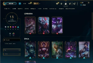 Esmeralda 4 com 45 Champs e 13 Skins +3 Fragmentos - League of Legends LOL