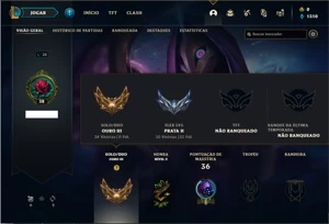 Conta ouro 3 com 4 Skins e 31 Champs - League of Legends LOL