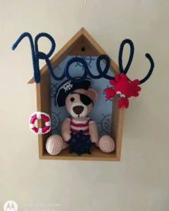 Porta Maternidade Urso Pirata - Artesanato e Personalizados