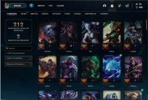 Conta bronze 3 com 41 Skins e 82 Champs - League of Legends LOL