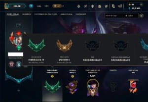 Esmeralda 4 com TODOS os Champs e 102 Skins +8 Vitoriosas - League of Legends LOL