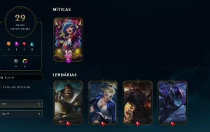 Conta league of legends platina lV 60% WR 29 skins 45 champ LOL