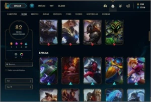 Conta ouro 4 com 135 champs e 82 skins - League of Legends LOL