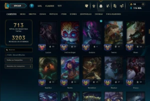 Ferro 4 com TODOS os Champs e 277 Skins (Mais de 300 Jogos) - League of Legends LOL